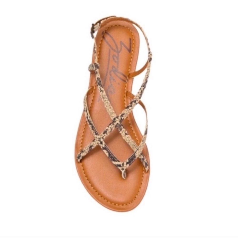 NEW Zodiac Yovanna Slingback Strappy Sandals Boho Flat Thongs Tan Brown Size 9.5 - Picture 2 of 12